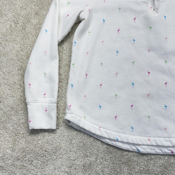 Vineyard Vines Shep Shirt Sweatshirt Womens Medium White Flamingo Print 1/4 Zip - Picture 4 of 16
